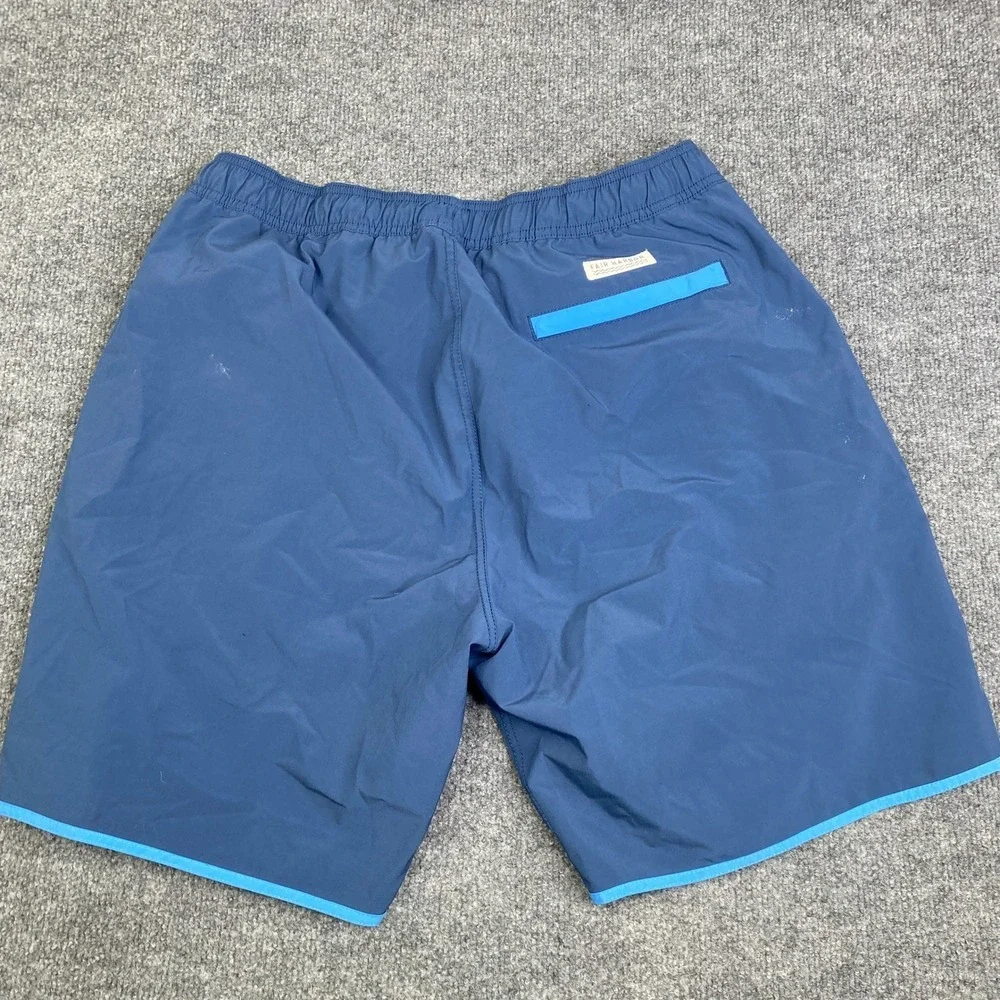 Fair Harbor Mens Swim Trunks XL Navy Blue Striped Board Shorts Recycled 7 Inseam